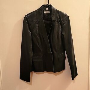 Vintage Black Leather Jkt 8 NWOT Equestrian Minimalist Cold Weather Modern Chic